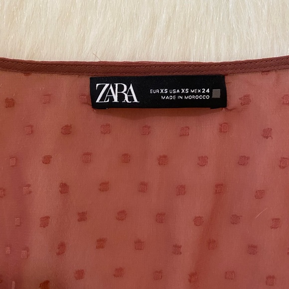 Zara Rose Pink Swiss Dot V-Neck Long Sleeve Wrap Romper Mini Dress Size XS - Picture 4 of 11